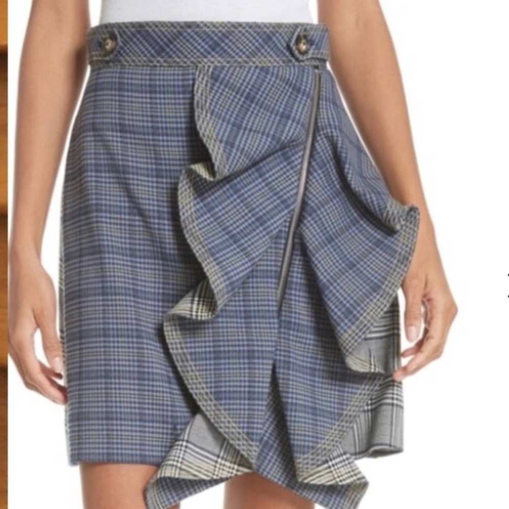 Self portrait ruffle plaid skirt size 0 xs